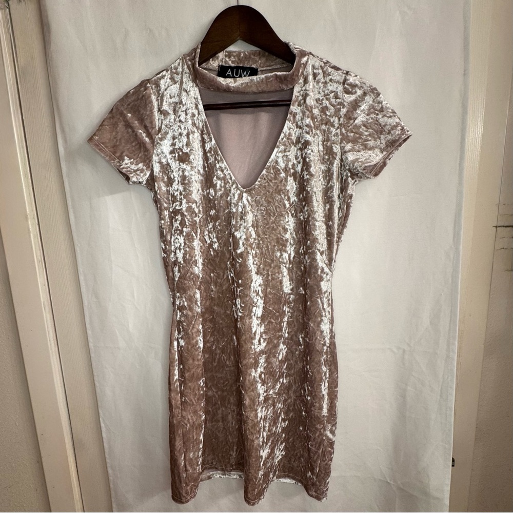 AUW Women's Crushed Velvet Mini Dress